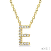 1/20 Ctw Initial 'E' Round Cut Diamond Pendant With Chain in 10K Yellow Gold